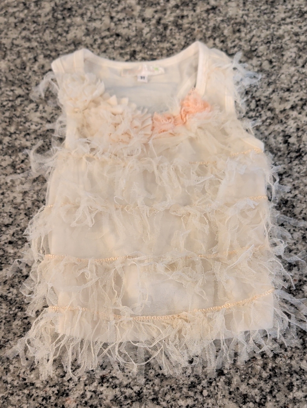 Baby Essentials Cream Tank Top with Subtle Floral Logo